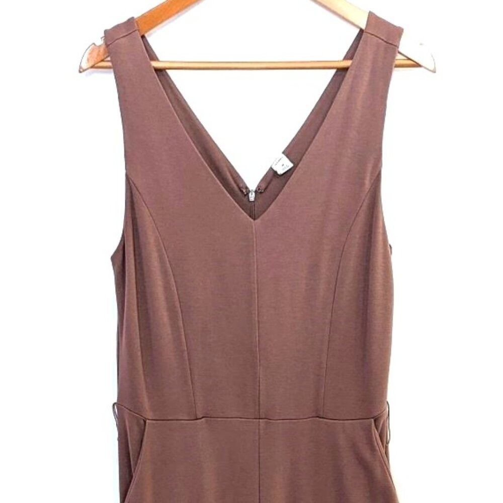 Old Navy | Brown Raisin Sleeveless Ponte-Knit Jumpsuit Viscose Blend | Medium - Picture 4 of 10